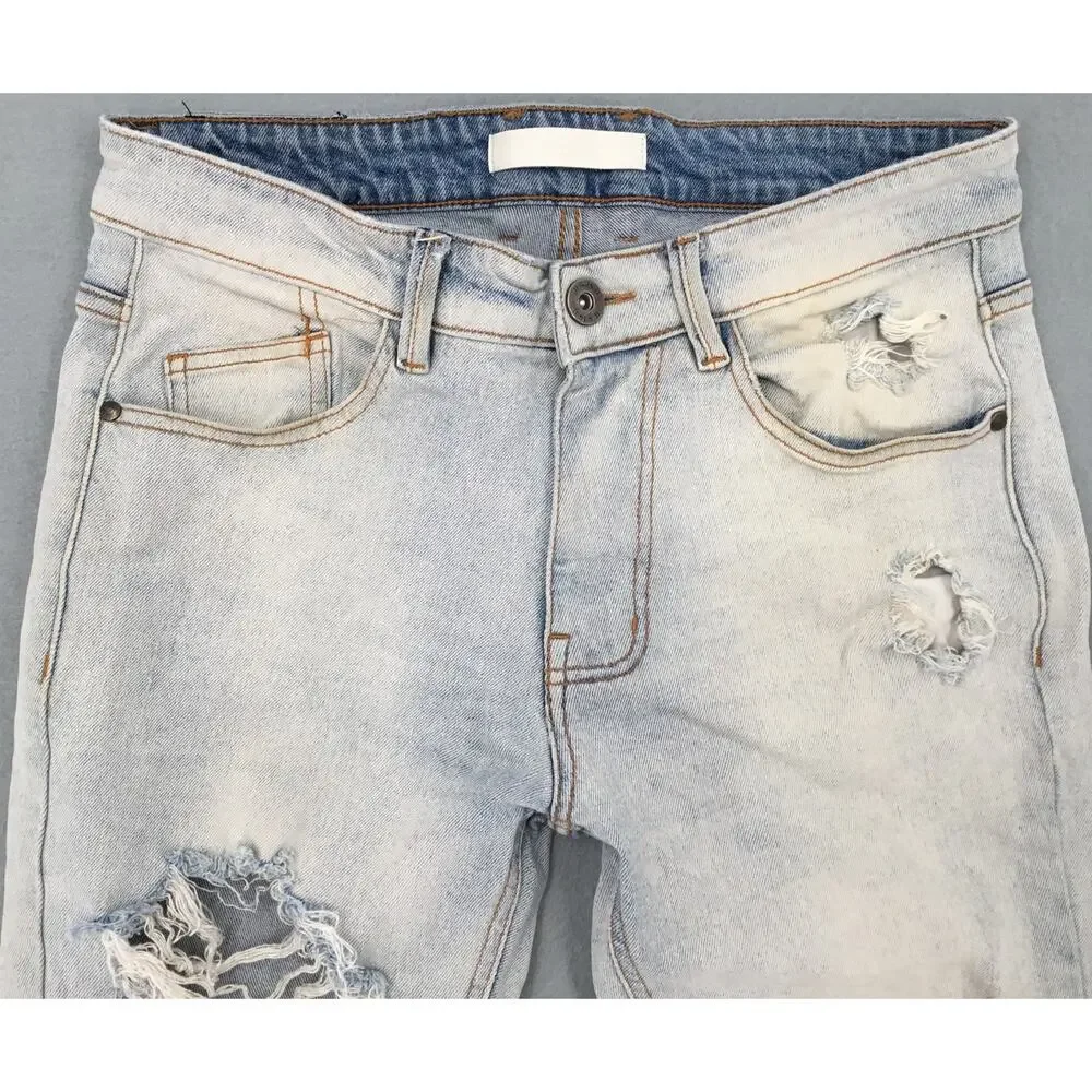 KDNK 11 4 14 11 Distressed Skinny Zip Hem Stretch Jeans Men's 32